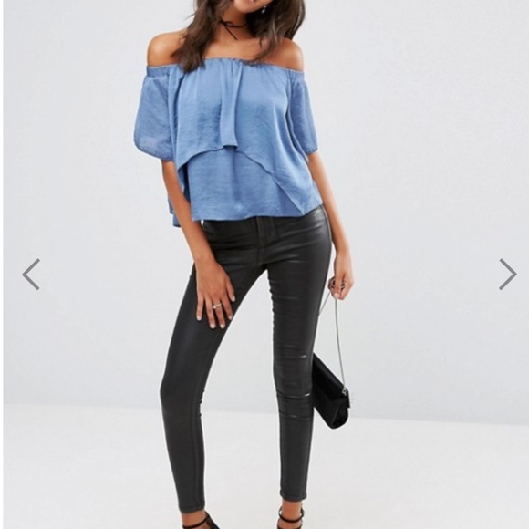 ASOS Blue Off-Shoulder Blouse - Picture 4 of 6
